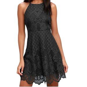 Black Swan Womens S Charlotte Charcoal Grey Lace‎ Skater Dress